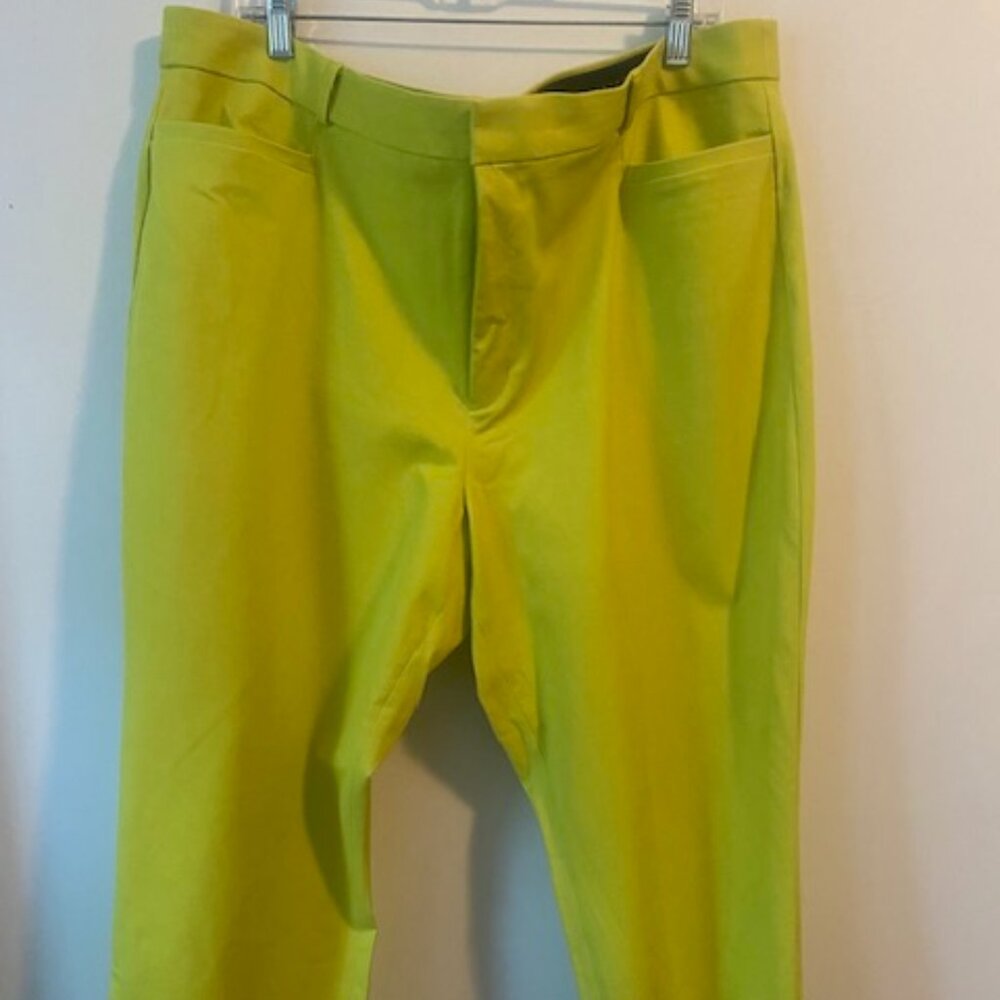 Banana Republic Sloan Yellow Lime Green Straight Leg pants, size 20S